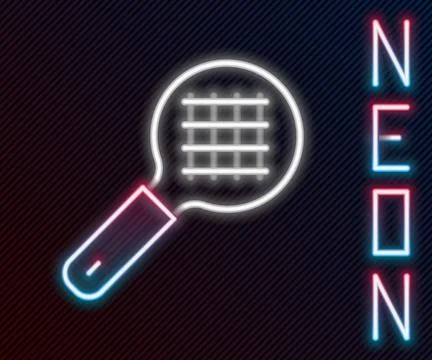 Glowing neon line Tea strainer with handle icon isolated on black background Illustration