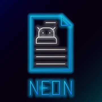 Glowing neon line Technical specification icon isolated on black background イラスト素材