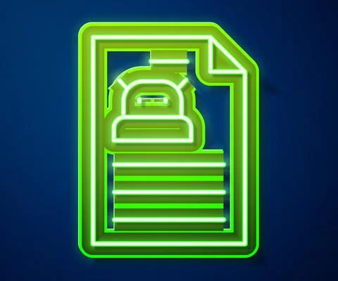 Glowing neon line Technical specification icon isolated on blue background Stock Illustration