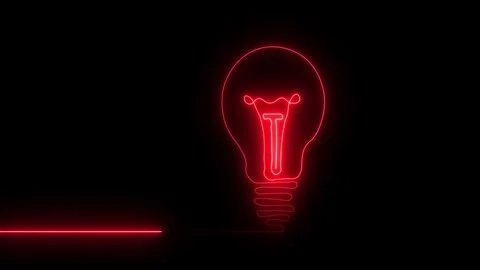 Glowing neon line technology light bulb icon isolated on black background. techn Stock Footage 323382834