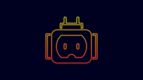 Glowing neon line Tee plug electric with clipping path icon isolated on blue Video stock 227215091