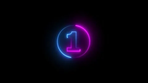 Glowing neon line text animation. neon number 1. Two-color looping trendy g.. Video stock 293484435