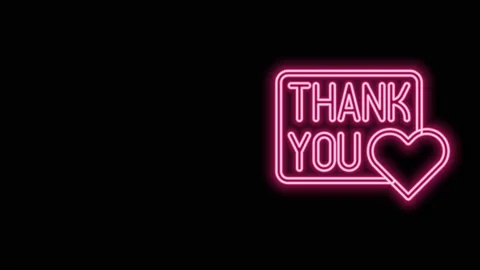 Glowing neon line Thank you with heart i... | Stock Video | Pond5
