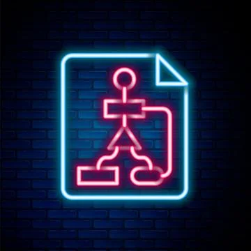 Glowing neon line Tile flowchart for program design or process management plan Stock Illustration