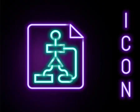 Glowing neon line Tile flowchart for program design or process management p.. Stock Illustration