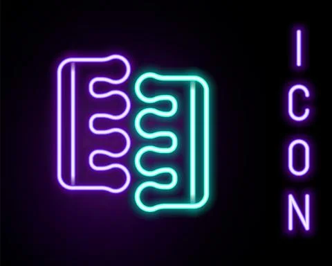 Glowing neon line Toe separator for pedicure icon isolated on black background Stock Illustration
