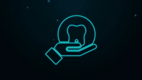 Glowing neon line Tooth icon isolated on black background. Tooth symbol for Stock Footage 139720899