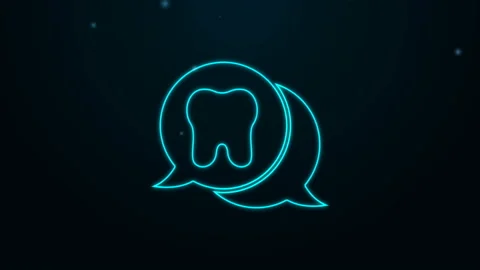 Glowing neon line Tooth icon isolated on black background. Tooth symbol for Stock Footage 139720979