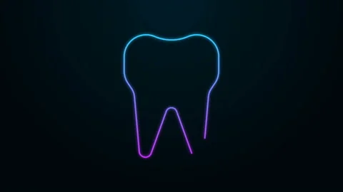Glowing neon line Tooth icon isolated on black background. Tooth symbol for Stock Footage 140234876