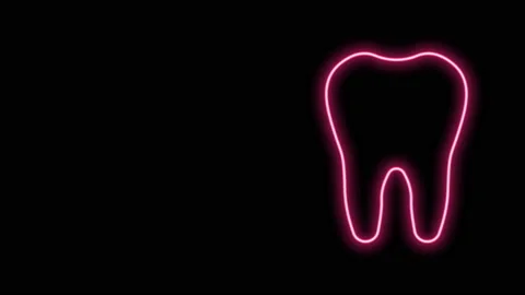 Glowing neon line Tooth icon isolated on black background. Tooth symbol for Stock Footage 140761283