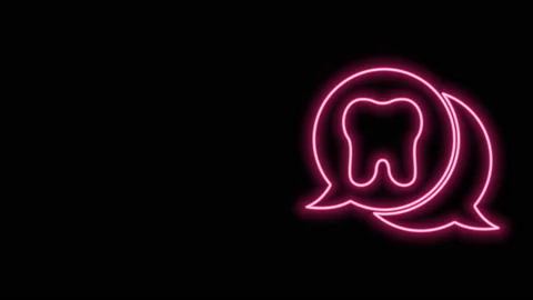 Glowing neon line Tooth icon isolated on black background. Tooth symbol for Stock Footage 141226431