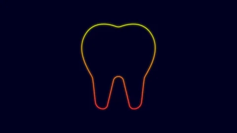 Glowing neon line Tooth icon isolated on blue background. Tooth symbol for Stock Footage 227252086