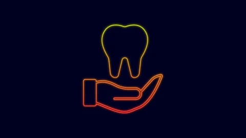 Glowing neon line Tooth icon isolated on blue background. Tooth symbol for Stock Footage 227252298