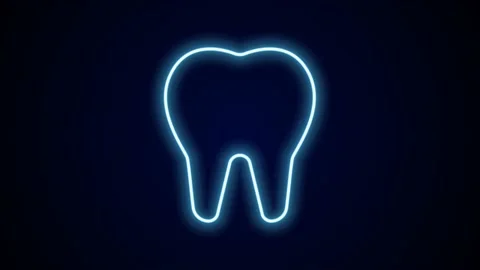 Glowing neon line Tooth icon isolated on black background. Tooth symbol for Stock Footage 227425710