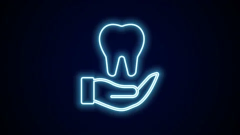 Glowing neon line Tooth icon isolated on black background. Tooth symbol for Stock Footage 227425982