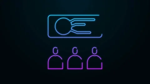 Glowing neon line Training, presentation icon isolated on black background. 4K Stock Footage 140235469