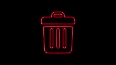 Glowing neon line Trash can icon isolated on black background. Garbage bin .. Stock Footage 299569246