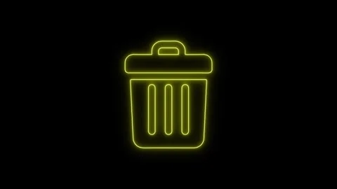 Glowing Neon line Trash can icon isolated on dark background, Office trash .. Stock Footage 303553430