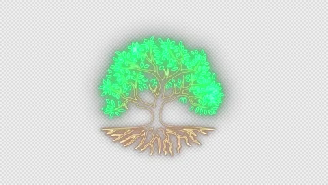 Glowing neon line of tree icon isolated on transparent background. Stock Footage 250448445