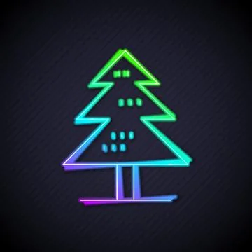 Glowing neon line Tree icon isolated on black background. Forest symbol.  V.. Stock Illustration