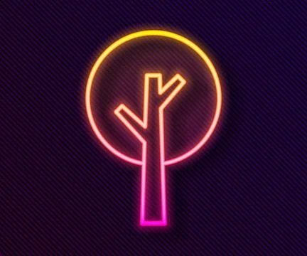 Glowing neon line Tree icon isolated on black background. Forest symbol.  V.. Stock Illustration