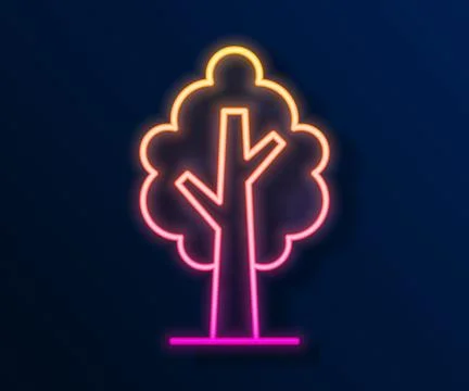 Glowing neon line Tree icon isolated on black background. Forest symbol.  V.. Stock Illustration