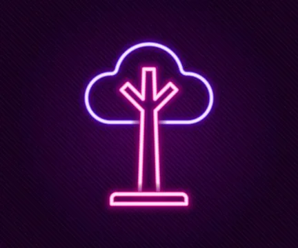 Glowing neon line Tree icon isolated on black background. Forest symbol. Co.. Stock Illustration