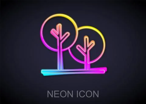 Glowing neon line Tree icon isolated on black background. Forest symbol.  V.. Stock Illustration
