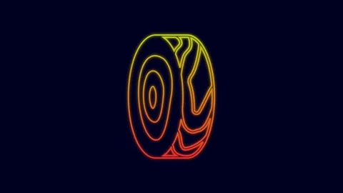 Glowing neon line Tree rings icon isolated on blue background. Wooden cross Stock Footage 227249168