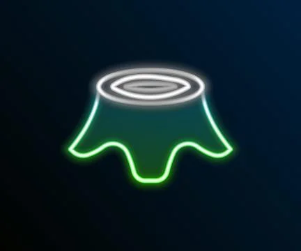 Glowing neon line Tree stump icon isolated on black background. Colorful ou.. Stock Illustration