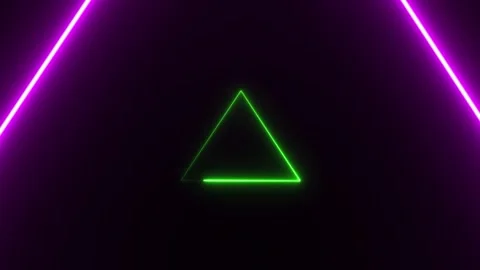 Glowing neon line triangle icon motion concept animation on background. Glo.. Stock Footage 332582314