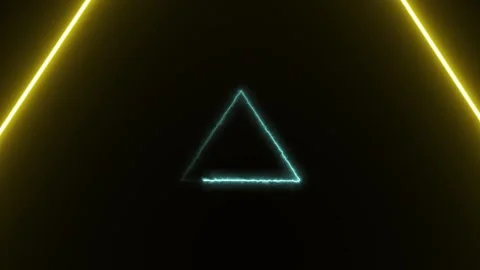 Glowing neon line triangle icon motion concept animation on background. Glo.. Stock Footage 332582338