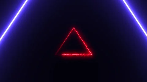 Glowing neon line triangle icon motion concept animation on background. Glo.. Stock Footage 332582341