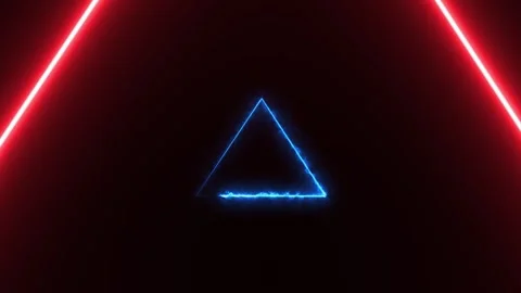 Glowing neon line triangle icon motion concept animation on background. Glo.. Stock Footage 332582350