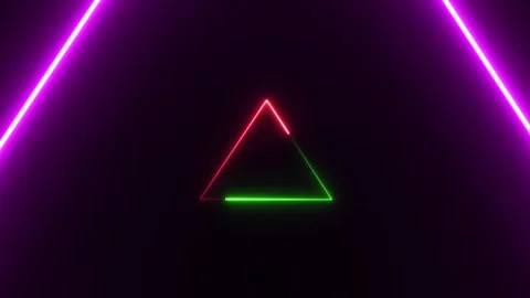 Glowing neon line triangle icon motion concept animation on background. Glo.. Stock Footage 332582435