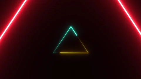 Glowing neon line triangle icon motion concept animation on background. Glo.. Stock Footage 332582445