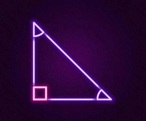 Glowing neon line Triangle math icon isolated on black background. Colorful Stock Illustration