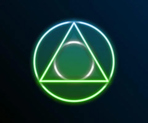 Glowing neon line Triangle math icon isolated on black background. Colorful Stock Illustration