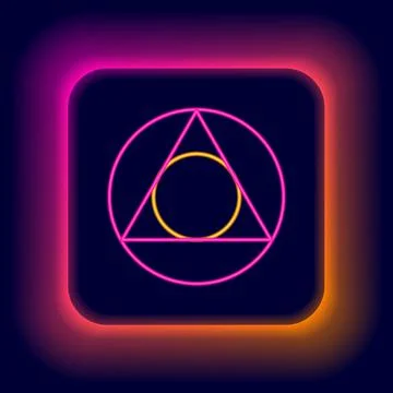 Glowing neon line Triangle math icon isolated on black background. Colorful Stock Illustration