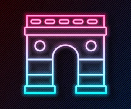 Glowing neon line Triumphal Arch icon isolated on black background. Landmark of Stock-Illustration