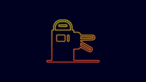 Glowing neon line Turnstile icon isolated on blue background. 4K Video motion Stock Footage 227239095