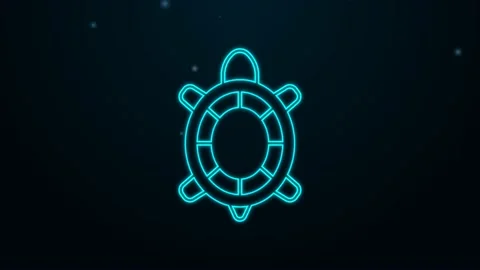 Glowing neon line Turtle icon isolated on black background. 4K Video motion Stock Footage 156441957