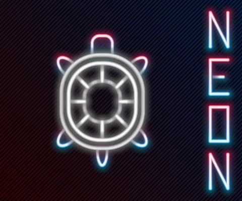 Glowing neon line Turtle icon isolated on black background. Colorful outline Stock Illustration