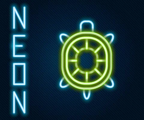 Glowing neon line Turtle icon isolated on black background. Colorful outline Stock Illustration