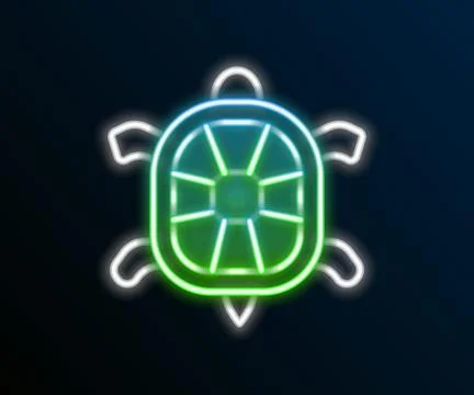 Glowing neon line Turtle icon isolated on black background. Colorful outlin.. イラスト素材