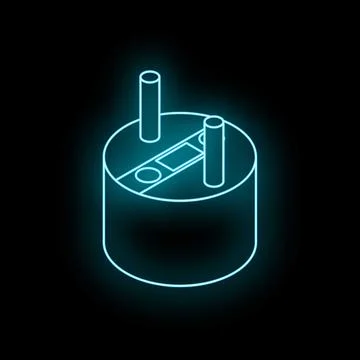 Glowing neon line type c plug adapter icon isolated on black background Stock Illustration