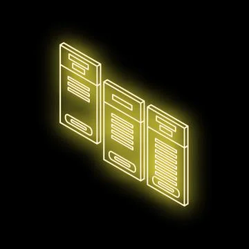 Glowing neon line ui or ux design icon isolated on black background Stock Illustration