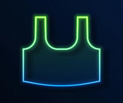 Glowing neon line Undershirt icon isolated on blue background.  Vector Stock Illustration