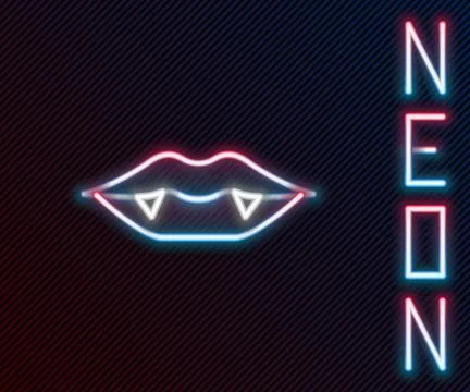 Glowing neon line Vampire teeth icon isolated on black background. Happy Hall Illustrazione stock
