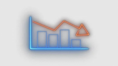Glowing neon line of virtual graph with down arrow isolated on transparent Stock-Footage 250446871